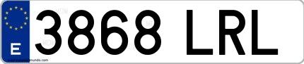 Ejemplo de matrícula española 3868 LRL