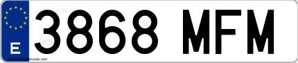 Ejemplo de matrícula española 3868 MFM