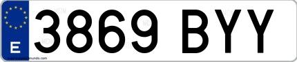 Ejemplo de matrícula española 3869 BYY