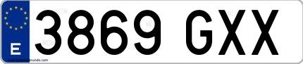 Ejemplo de matrícula española 3869 GXX