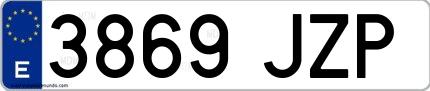 Ejemplo de matrícula española 3869 JZP
