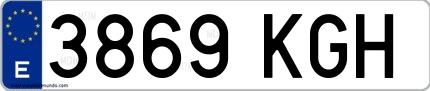 Ejemplo de matrícula española 3869 KGH