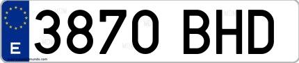 Ejemplo de matrícula española 3870 BHD