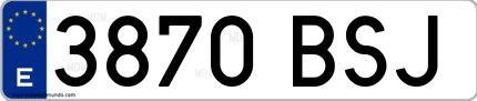 Ejemplo de matrícula española 3870 BSJ