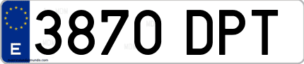 Ejemplo de matrícula de coche ordinaria 3870 DPT