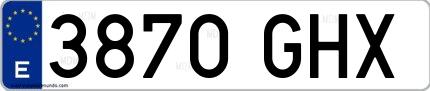 Ejemplo de matrícula española 3870 GHX