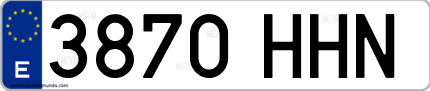Ejemplo de matrícula de coche ordinaria 3870 HHN