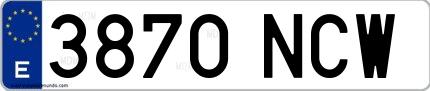 Ejemplo de matrícula española 3870 NCW