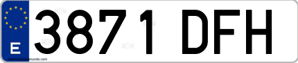 Ejemplo de matrícula de coche ordinaria 3871 DFH
