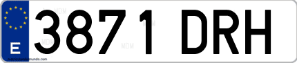 Ejemplo de matrícula de coche ordinaria 3871 DRH