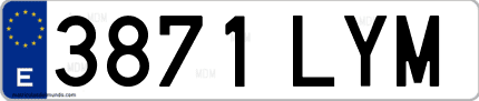 Ejemplo de matrícula de coche ordinaria 3871 LYM