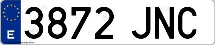 Ejemplo de matrícula española 3872 JNC