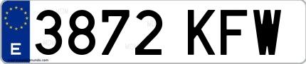 Ejemplo de matrícula española 3872 KFW
