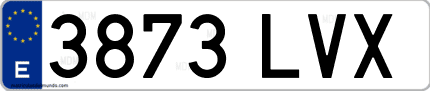 Ejemplo de matrícula de coche ordinaria 3873 LVX