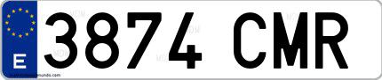 Ejemplo de matrícula española 3874 CMR