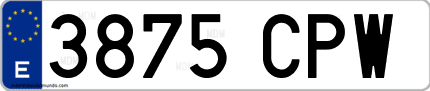 Ejemplo de matrícula de coche ordinaria 3875 CPW