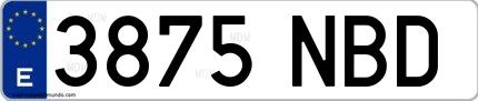 Ejemplo de matrícula española 3875 NBD
