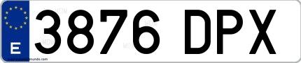 Ejemplo de matrícula española 3876 DPX