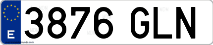 Ejemplo de matrícula de coche ordinaria 3876 GLN