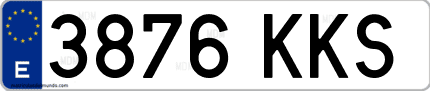 Ejemplo de matrícula de coche ordinaria 3876 KKS