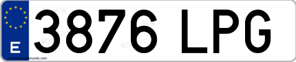 Ejemplo de matrícula de coche ordinaria 3876 LPG