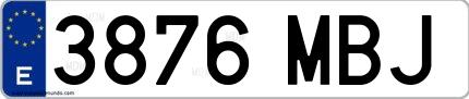 Ejemplo de matrícula española 3876 MBJ