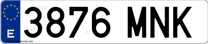 Ejemplo de matrícula de coche ordinaria 3876 MNK