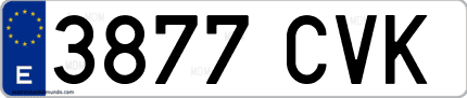 Ejemplo de matrícula de coche ordinaria 3877 CVK