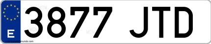 Ejemplo de matrícula de coche ordinaria 3877 JTD