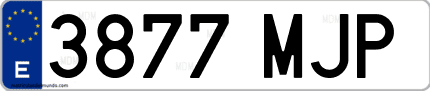 Ejemplo de matrícula de coche ordinaria 3877 MJP