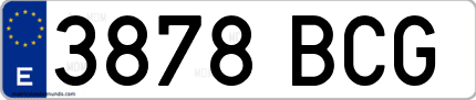 Ejemplo de matrícula de coche ordinaria 3878 BCG