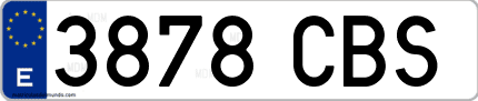 Ejemplo de matrícula de coche ordinaria 3878 CBS