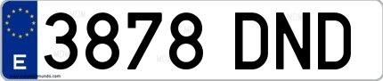Ejemplo de matrícula española 3878 DND