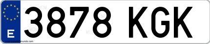 Ejemplo de matrícula española 3878 KGK