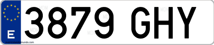 Ejemplo de matrícula de coche ordinaria 3879 GHY