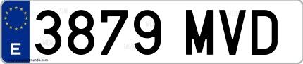 Ejemplo de matrícula española 3879 MVD
