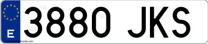 Ejemplo de matrícula española 3880 JKS