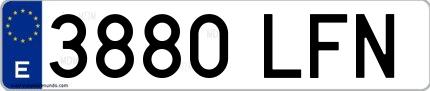 Ejemplo de matrícula española 3880 LFN