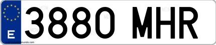 Ejemplo de matrícula española 3880 MHR