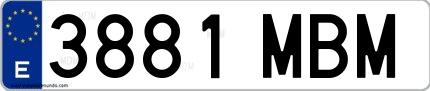 Ejemplo de matrícula española 3881 MBM