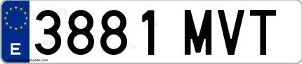 Ejemplo de matrícula española 3881 MVT