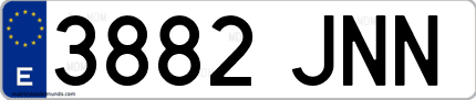 Ejemplo de matrícula de coche ordinaria 3882 JNN