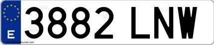 Ejemplo de matrícula española 3882 LNW