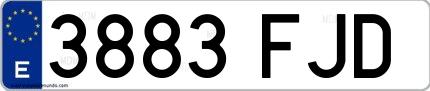 Ejemplo de matrícula española 3883 FJD