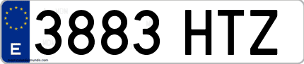Ejemplo de matrícula de coche ordinaria 3883 HTZ