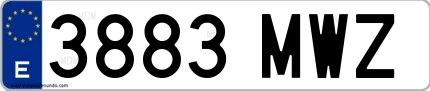 Ejemplo de matrícula española 3883 MWZ