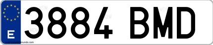 Ejemplo de matrícula española 3884 BMD