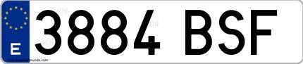 Ejemplo de matrícula española 3884 BSF