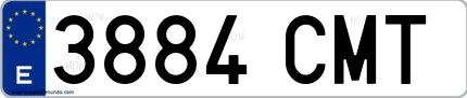 Ejemplo de matrícula española 3884 CMT