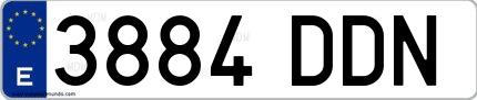 Ejemplo de matrícula española 3884 DDN